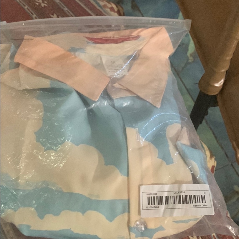 Peach Love California Long Sleeve Shirt - Blue and Cream